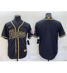 Men Chicago Bears Blank Black Gold With Patch Cool Base Stitched Baseball Jersey