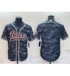 Men Chicago Bears Blank Grey Camo With Patch Cool Base Stitched Baseball Jersey