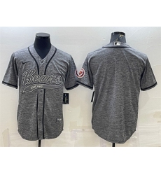 Men Chicago Bears Blank Grey With Patch Cool Base Stitched Baseball Jersey