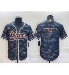 Men Chicago Bears Grey Camo Team Big Logo With Patch Cool Base Stitched Baseball Jersey