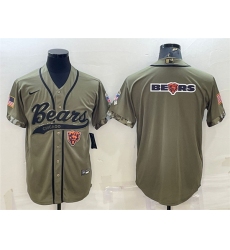 Men Chicago Bears Olive 2022 Salute To Service Team Big Logo Cool Base Stitched Baseball Jersey II