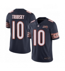 Mens Chicago Bears 10 Mitchell Trubisky Navy Blue Team Color 100th Season Limited Football Jersey