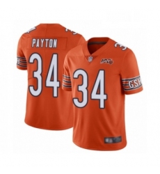 Mens Chicago Bears 34 Walter Payton Orange Alternate 100th Season Limited Football Jersey