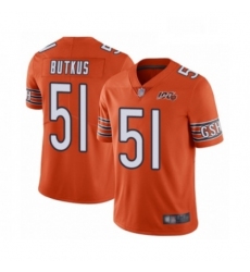 Mens Chicago Bears 51 Dick Butkus Orange Alternate 100th Season Limited Football Jersey
