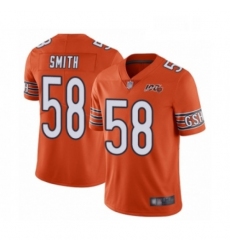 Mens Chicago Bears 58 Roquan Smith Orange Alternate 100th Season Limited Football Jersey