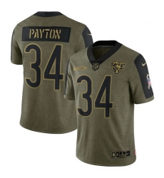 Men's Chicago Bears Walter Payton Nike Olive 2021 Salute To Service Retired Player Limited Jersey