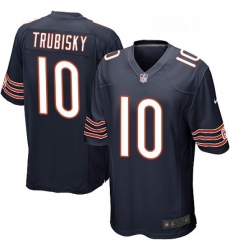 Mens Nike Chicago Bears 10 Mitchell Trubisky Game Navy Blue Team Color NFL Jersey