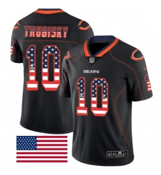 Mens Nike Chicago Bears 10 Mitchell Trubisky Limited Black Rush USA Flag NFL Jersey