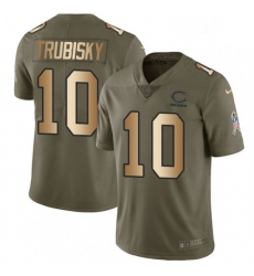 Mens Nike Chicago Bears 10 Mitchell Trubisky Limited OliveGold Salute to Service NFL Jersey