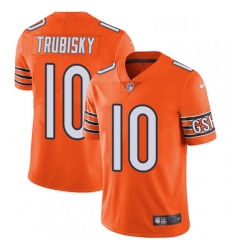 Mens Nike Chicago Bears 10 Mitchell Trubisky Limited Orange Rush Vapor Untouchable NFL Jersey