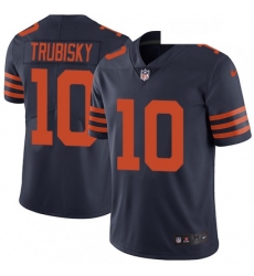 Mens Nike Chicago Bears 10 Mitchell Trubisky Navy Blue Alternate Vapor Untouchable Limited Player NFL Jersey