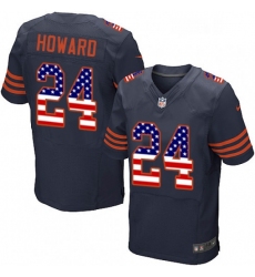 Mens Nike Chicago Bears 24 Jordan Howard Elite Navy Blue Alternate USA Flag Fashion NFL Jersey