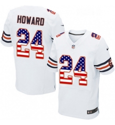 Mens Nike Chicago Bears 24 Jordan Howard Elite White Road USA Flag Fashion NFL Jersey