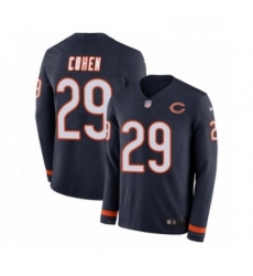 Mens Nike Chicago Bears 29 Tarik Cohen Limited Navy Blue Therma Long Sleeve NFL Jersey