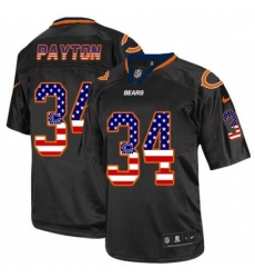 Mens Nike Chicago Bears 34 Walter Payton Elite Black USA Flag Fashion NFL Jersey