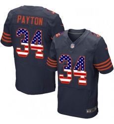 Mens Nike Chicago Bears 34 Walter Payton Elite Navy Blue Alternate USA Flag Fashion NFL Jersey
