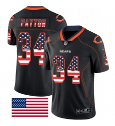 Mens Nike Chicago Bears 34 Walter Payton Limited Black Rush USA Flag NFL Jersey
