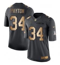 Mens Nike Chicago Bears 34 Walter Payton Limited BlackGold Salute to Service NFL Jersey