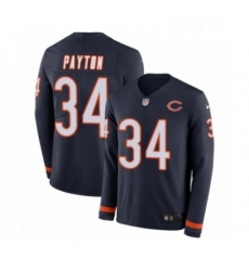 Mens Nike Chicago Bears 34 Walter Payton Limited Navy Blue Therma Long Sleeve NFL Jersey