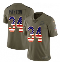 Mens Nike Chicago Bears 34 Walter Payton Limited OliveUSA Flag Salute to Service NFL Jersey