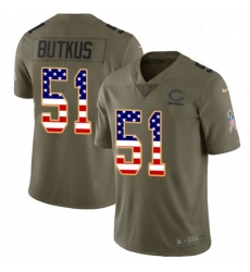 Mens Nike Chicago Bears 51 Dick Butkus Limited OliveUSA Flag Salute to Service NFL Jersey