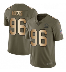 Mens Nike Chicago Bears 96 Akiem Hicks Limited OliveGold Salute to Service NFL Jersey