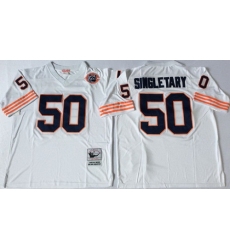 Mitchell Ness Bears #50 Mike Singletary White Throwback Stitched NFL Jerseys