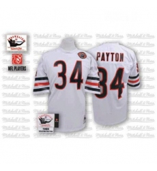 Mitchell and Ness Chicago Bears 34 Walter Payton White Big Number with Bear Patch Authentic Throwback NFL Jersey