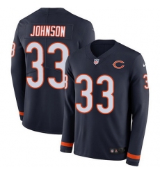 Nike Bears 33 Jaylon Johnson Navy Blue Team Color Men Stitched NFL Limited Therma Long Sleeve Jersey