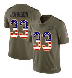 Nike Bears 33 Jaylon Johnson Olive USA Flag Men Stitched NFL Limited 2017 Salute To Service Jersey