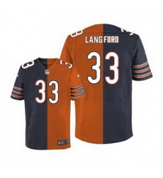 Nike Bears #33 Jeremy Langford Navy Blue Orange Mens Stitched NFL Elite Split Jersey