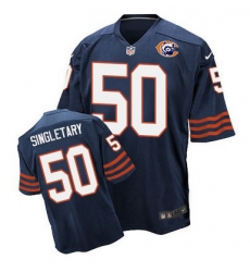 Nike Bears #50 Mike Singletary Navy Blue Throwback Mens Stitched NFL Elite Jersey