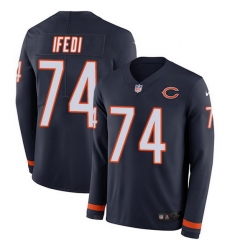 Nike Bears 74 Germain Ifedi Navy Blue Team Color Men Stitched NFL Limited Therma Long Sleeve Jersey