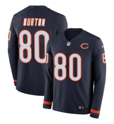 Nike Bears #80 Trey Burton Navy Blue Team Color Men Stitched NFL Limited Therma Long Sleeve Jersey