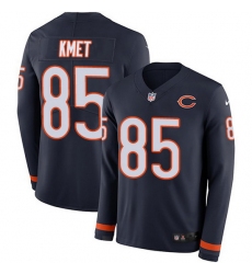 Nike Bears 85 Cole Kmet Navy Blue Team Color Men Stitched NFL Limited Therma Long Sleeve Jersey