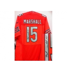 Nike Chicago Bears 15 Brandon Marshall Orange Elite Signed NFL Jersey