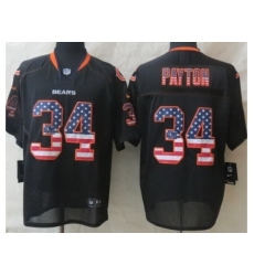 Nike Chicago Bears 34 Walter Payton Black Elite USA Flag Fashion NFL Jersey