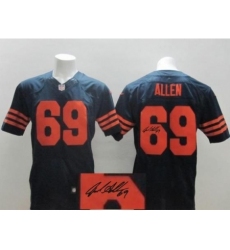 Nike Chicago Bears 69 Jared Allen Blue Elite Orange Number Signed NFL Jersey