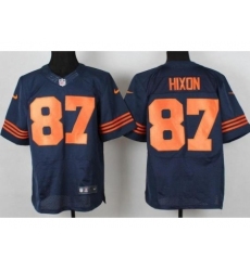 Nike Chicago Bears 87 Domenik Hixon Blue Elite Orange Number NFL Jersey