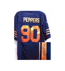 Nike Chicago Bears 90 Julius Peppers Blue Elite Orange Number Signed NFL Jersey
