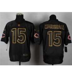 Nike chicago bears 15 brandon marshall black Elite gold lettering NFL Jersey