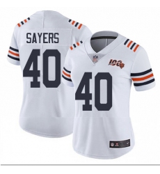 Bears 40 Gale Sayers White Alternate Women Stitched Football Vapor Untouchable Limited 100th Season Jersey