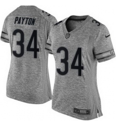 Nike Bears #34 Walter Payton Gray Womens Stitched NFL Limited Gridiron Gray Jersey