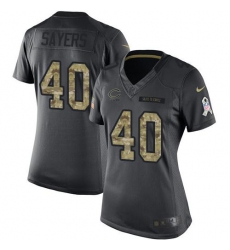 Nike Bears #40 Gale Sayers Black Womens Stitched NFL Limited 2016 Salute to Service Jersey