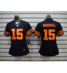 Nike Women Chicago Bears #15 Brandon Marshall Blue Jerseys(Orange Number)