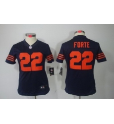 Nike Women Chicago Bears #22 Matt Forte Blue Color[Women Limited Jerseys]Orange Number