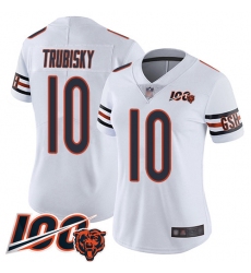Women Chicago Bears 10 Mitchell Trubisky White Vapor Untouchable Limited Player 100th Season Football Jersey