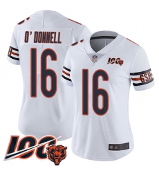Women Chicago Bears 16 Pat ODonnell White Vapor Untouchable Limited Player 100th Season Football Jersey