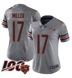 Women Chicago Bears 17 Anthony Miller Limited Silver Inverted Legend 100th Season Football Jersey