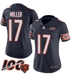 Women Chicago Bears 17 Anthony Miller Navy Blue Team Color 100th Season Limited Football Jersey
